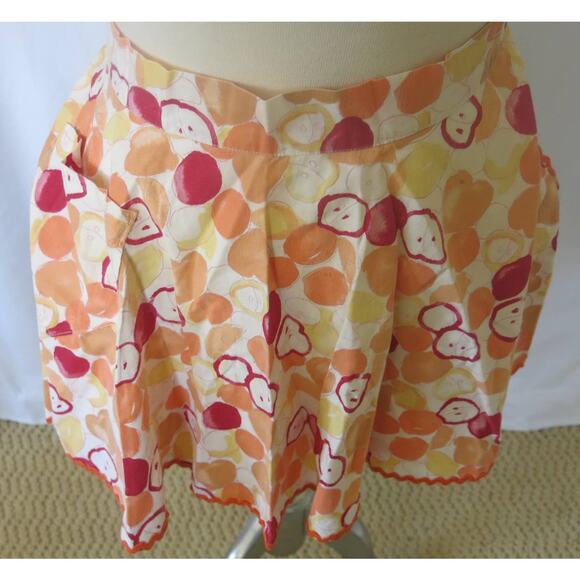 VINTAGE 1950/1960 Half Apron Handmade Apple/Lemon/Orange Pocket Ric Rac Farm - Picture 2 of 8